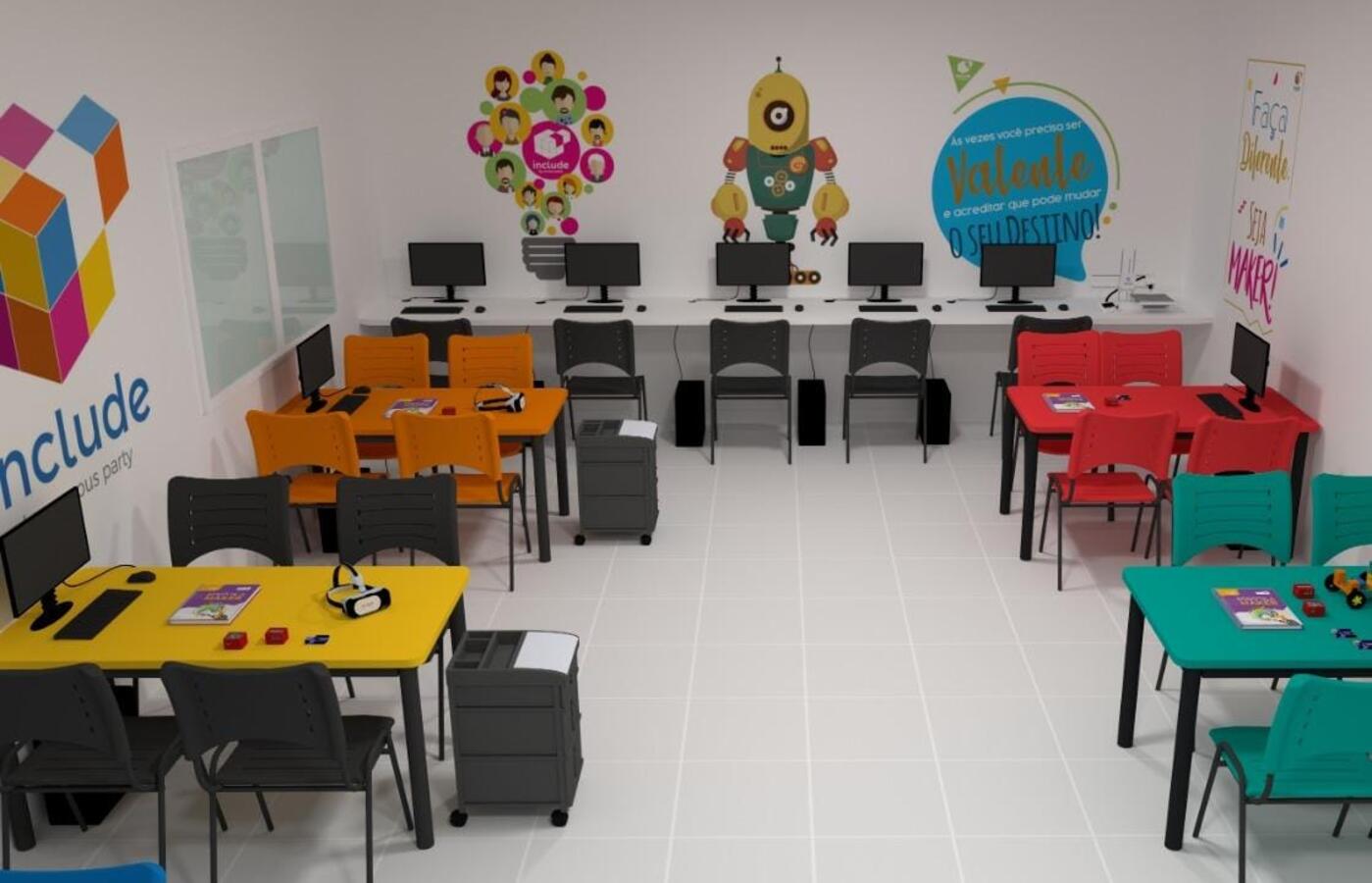 A montagem dos laboratórios – compostos por mobiliário, equipamentos para ensino de robótica, impressora 3D, computadores, material didático e internet – teve início no fim de outubro