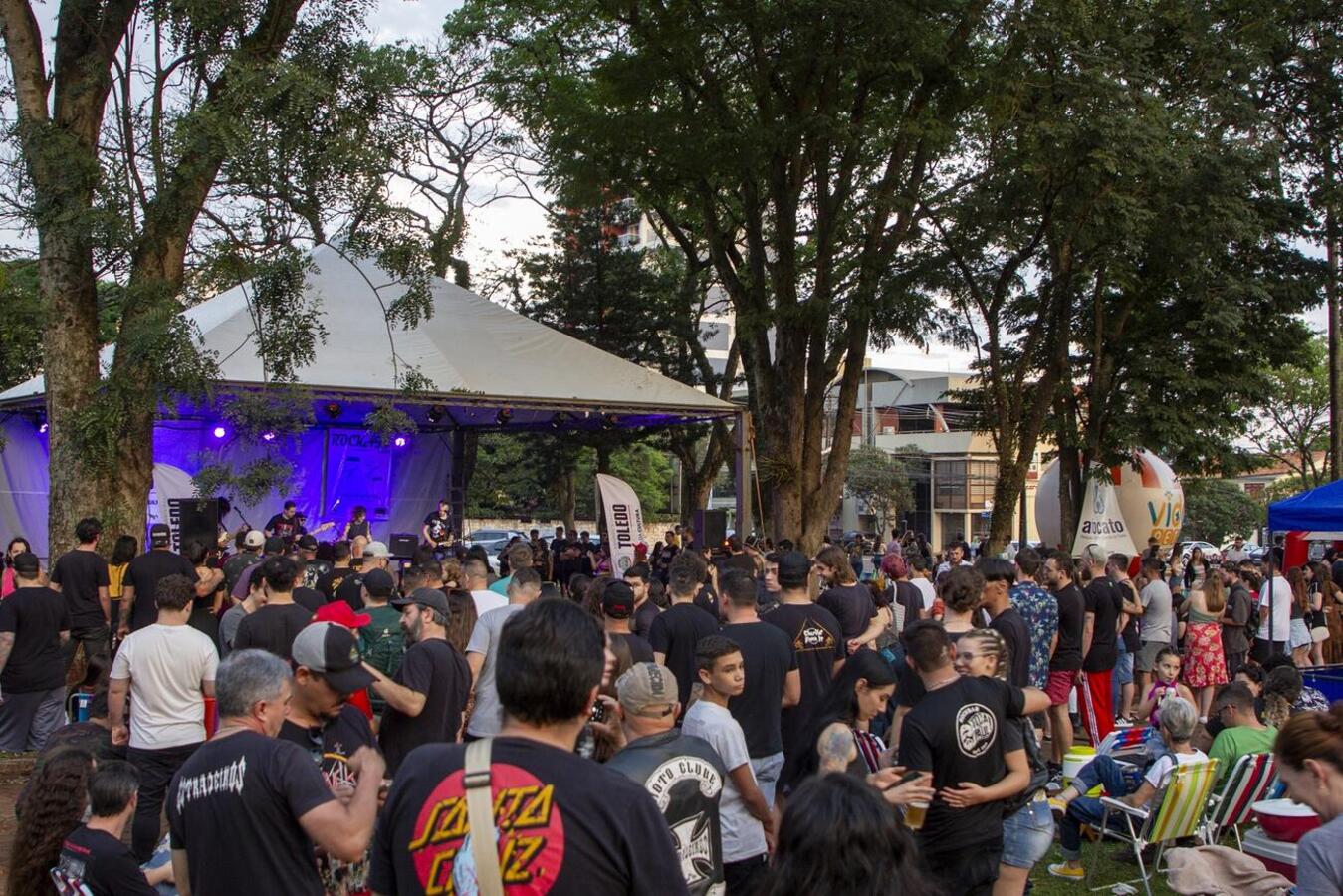 Evento realizado no último domingo (3) na Praça da Cultura teve shows com sete bandas de rock, adoção de 15 animais e doação de 460 quilos de ração
