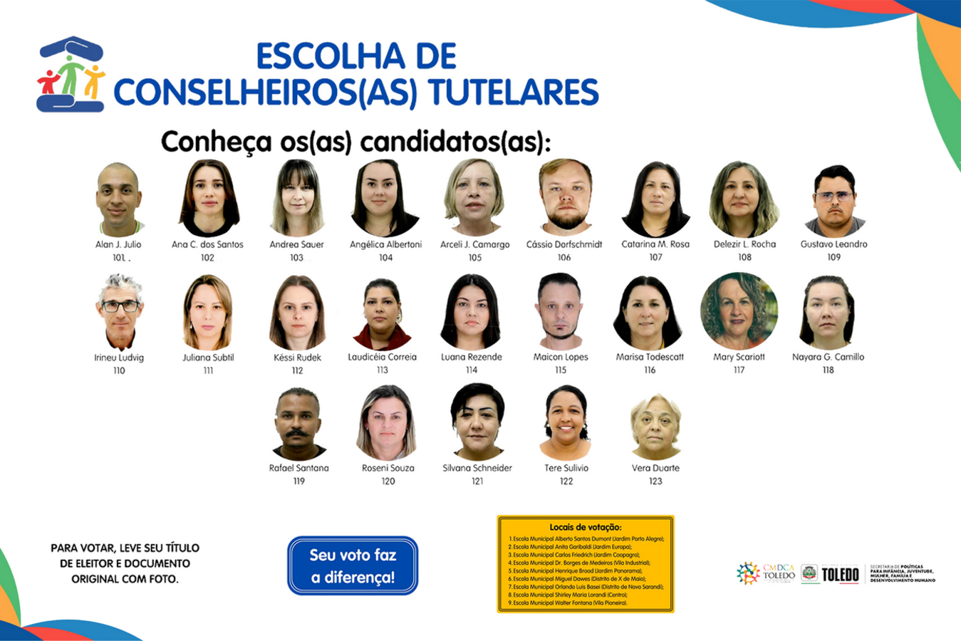 O processo de escolha acontece dia primeiro de outubro em nove locais de votação das 8h às 17h