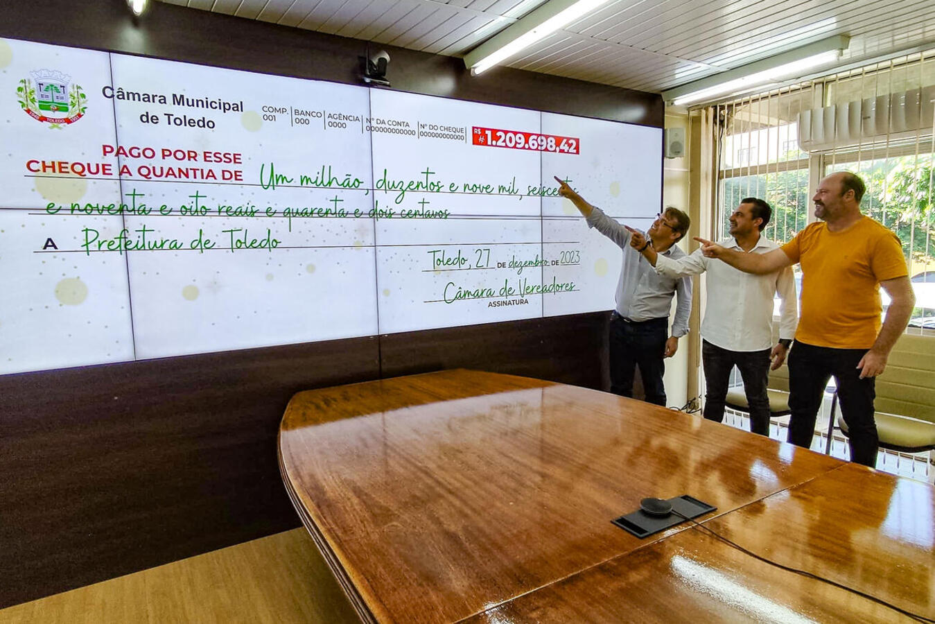 Câmara de Vereadores devolve mais de R$ 1,2 milhão aos cofres municipais