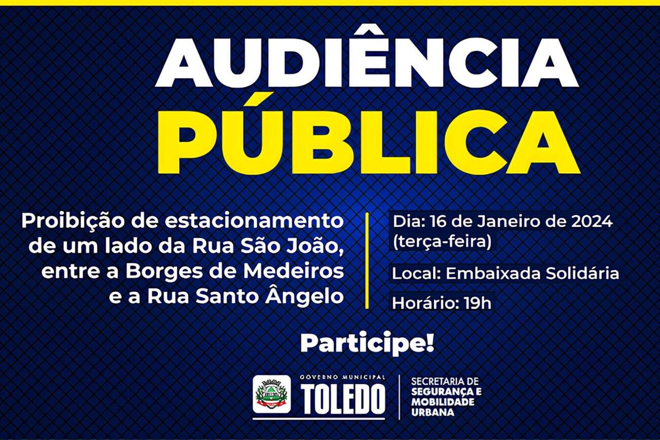 Restrição de estacionamento na Rua São João (entre as ruas Borges de Medeiros e Santo  ngelo) será tema de encontro na sede da Embaixada Solidária, a partir das 19h
