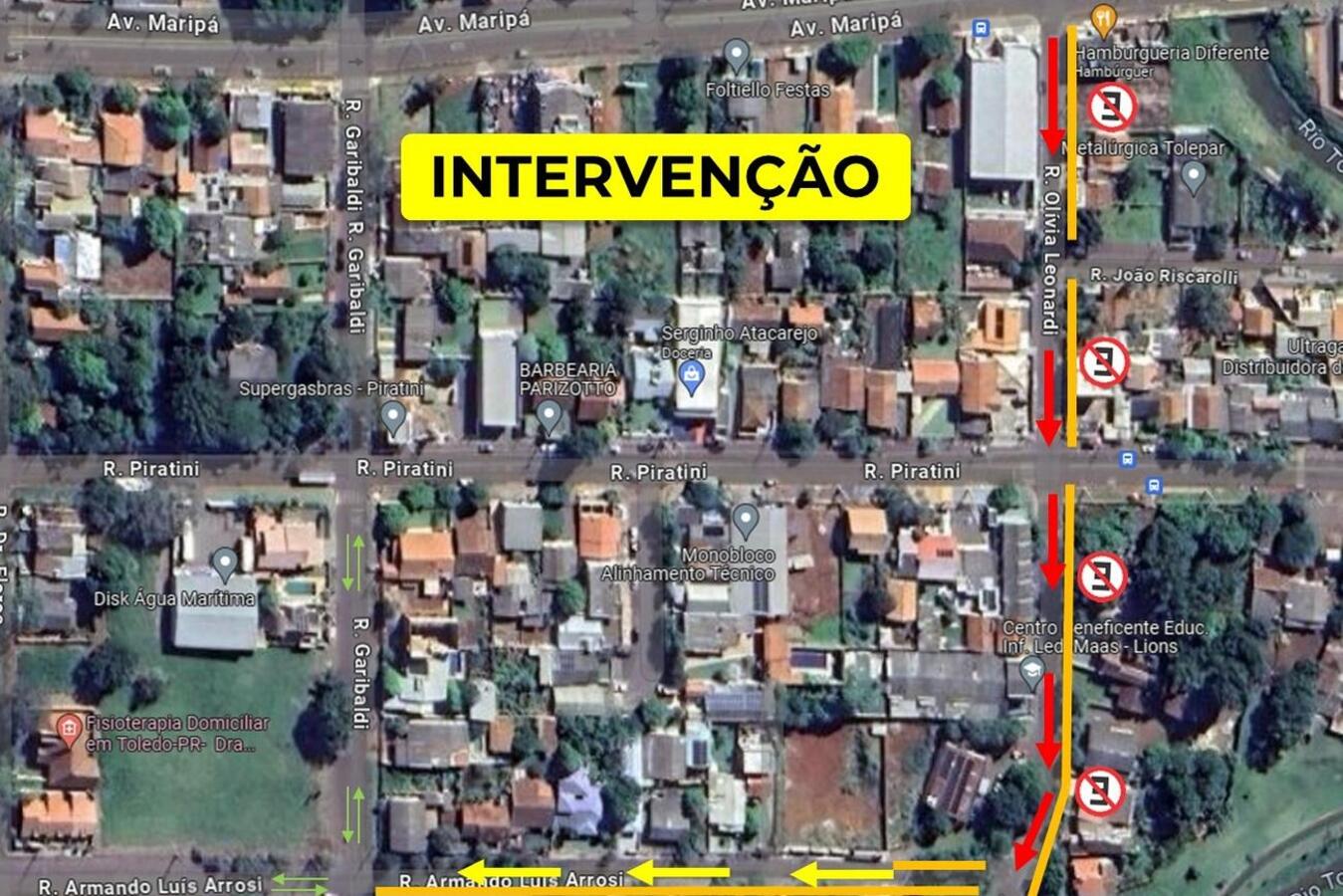 Rua Olívia Leonardi e trecho da Armando Luiz Arrosi terão sentido único