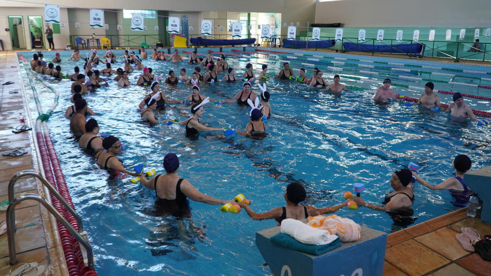 Ação na Piscina Pública Claus Fuchs teve início hoje e segue até amanhã (14 e 15), contemplando cerca de 400 matriculados que frequentam as aulas de hidroginástica 