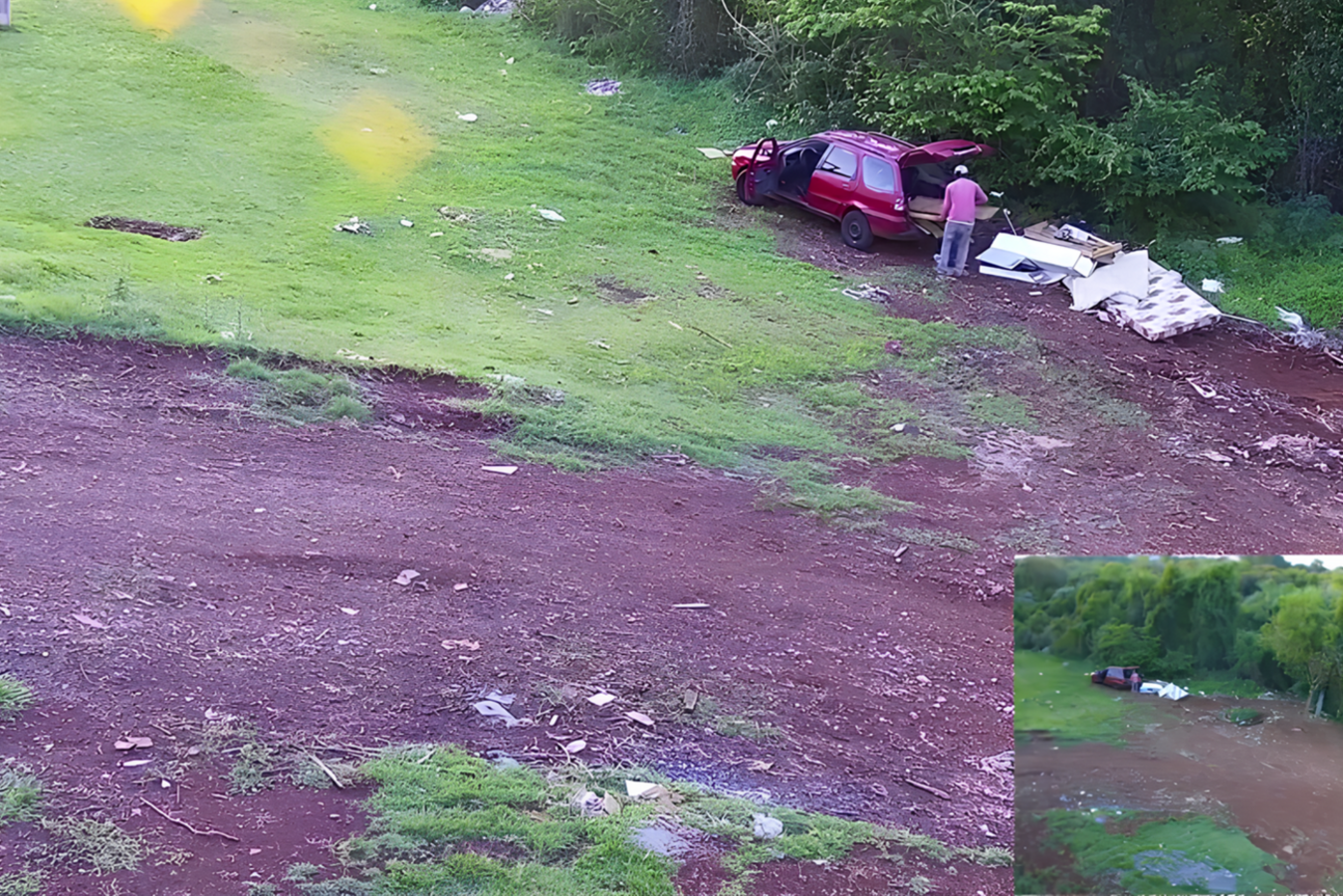 Câmeras instaladas no Parque Linear João Paulo II identificaram o autor de crime ambiental, que assinou auto de infração e teve carro recolhido pela Guarda Municipal