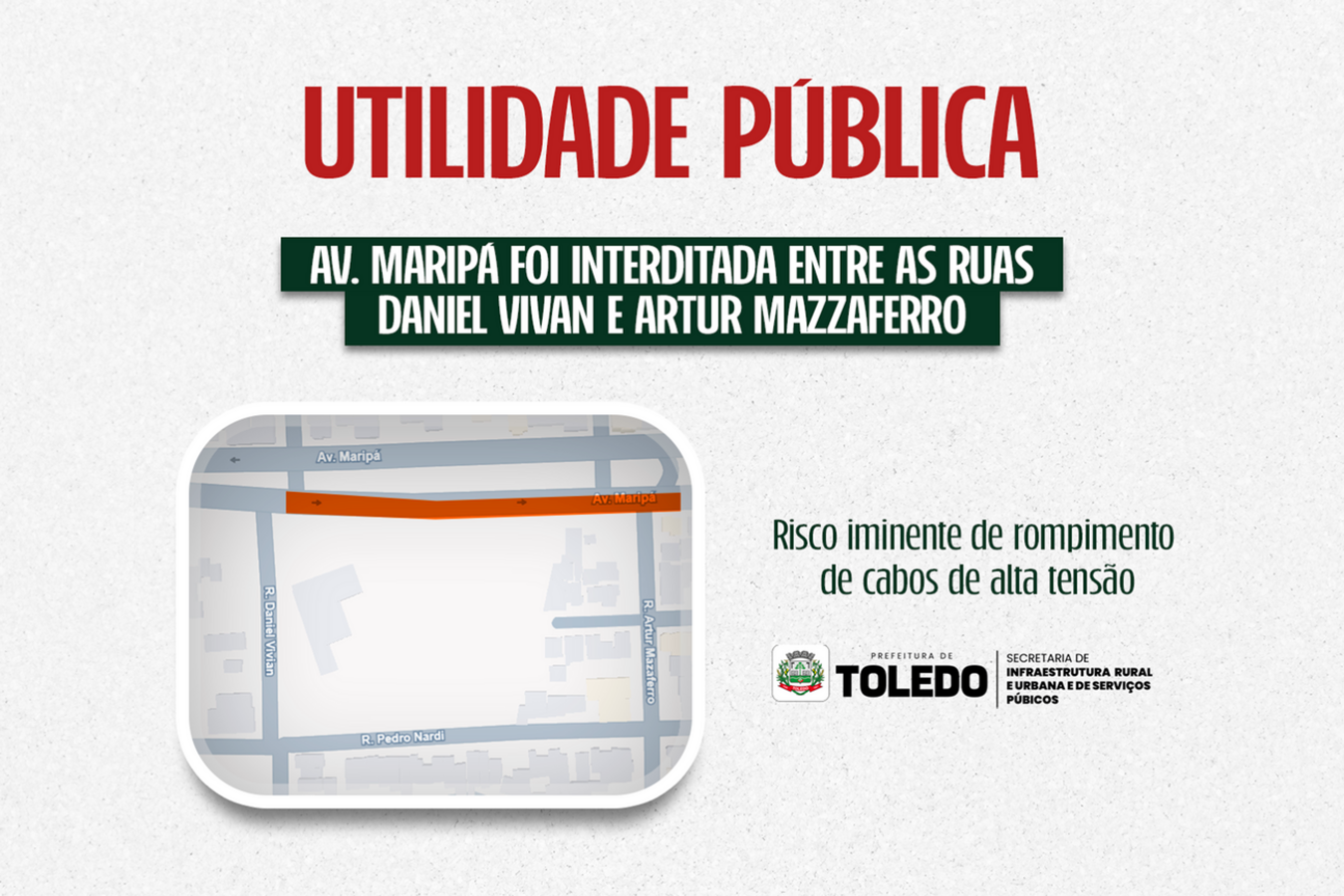 Trânsito será bloqueado até conclusão do trabalho da Copel