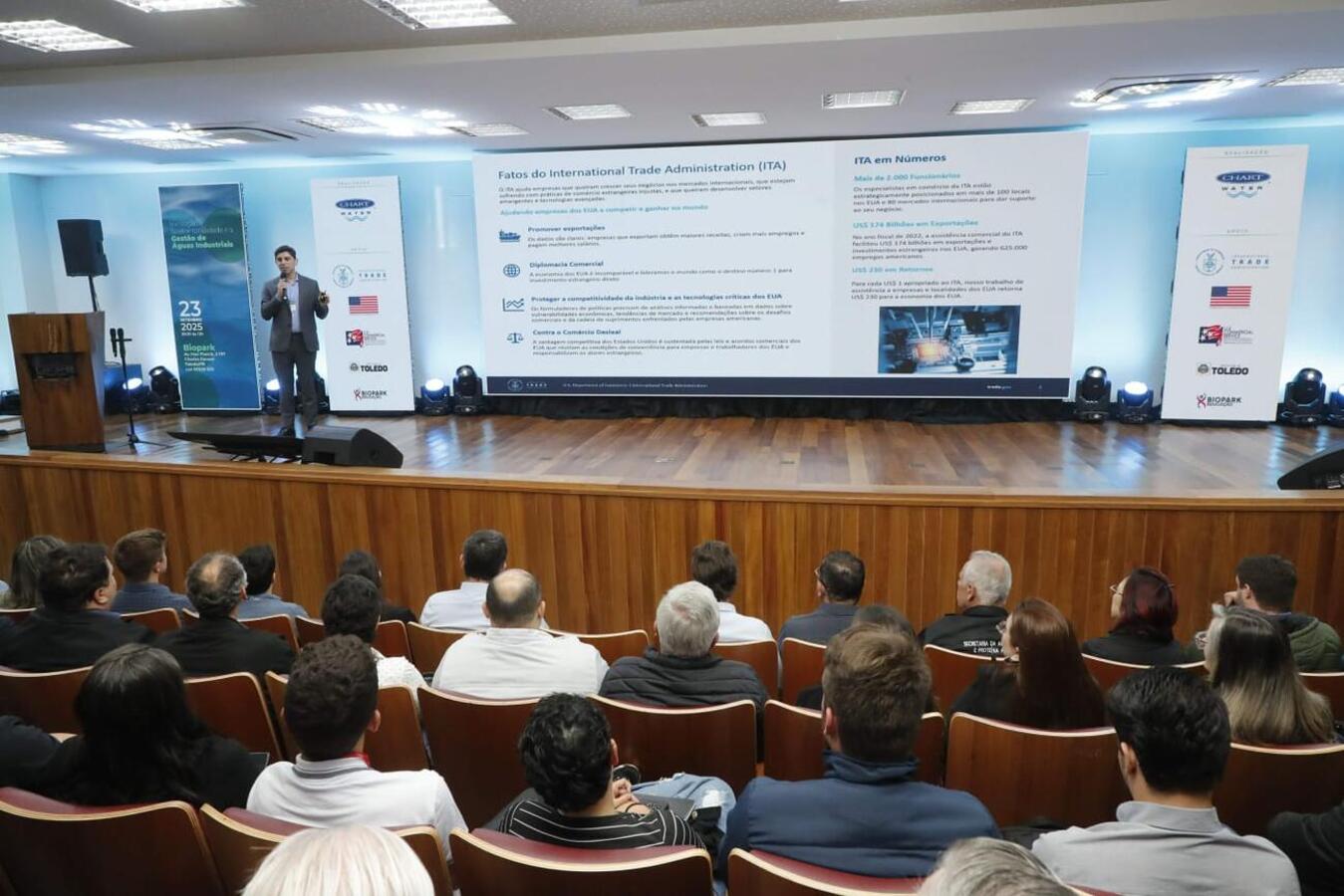 O encontro “Inovação e Sustentabilidade na Gestão de Águas Industriais” superou expectativa de público nesta terça-feira no Biopark