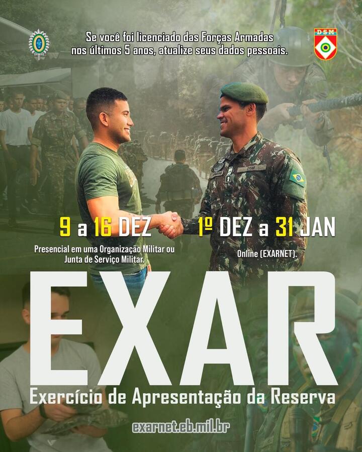 Durante os dias 9 a 16 de dezembro os licenciados das forças armadas nos últimos cinco anos devem comparecer a Junta Militar para atualizar seus dados pessoais