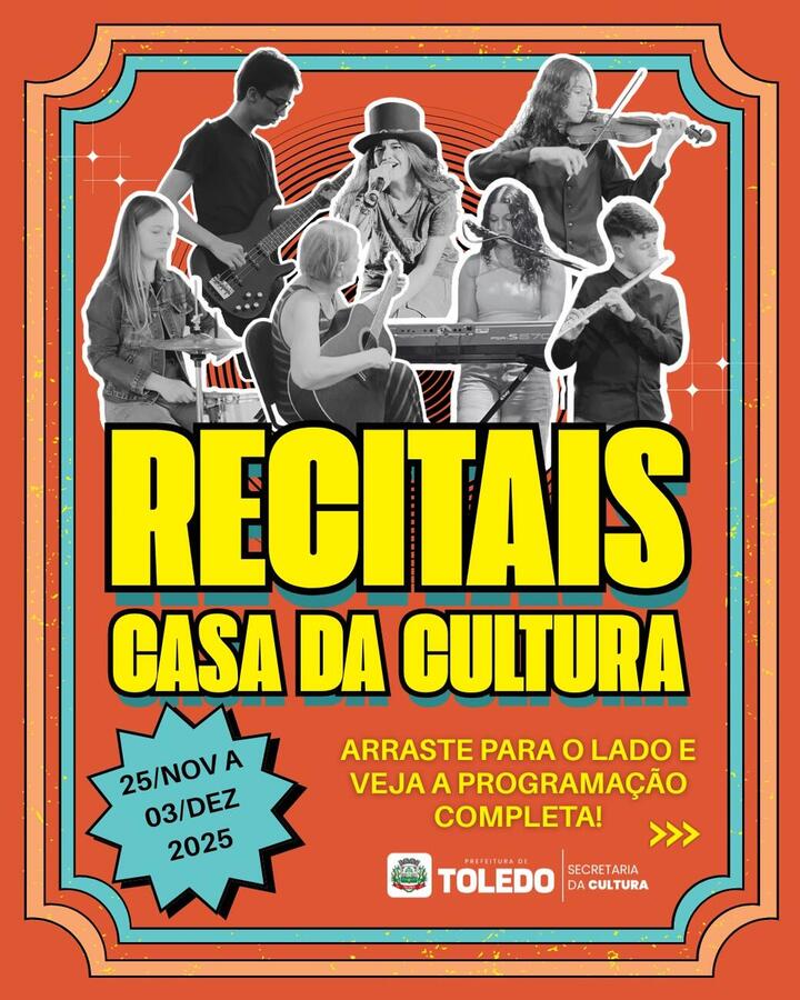 Programação gratuita reúne recitais, mostras de dança e exposições para apresentar o talento dos alunos dos cursos municipais