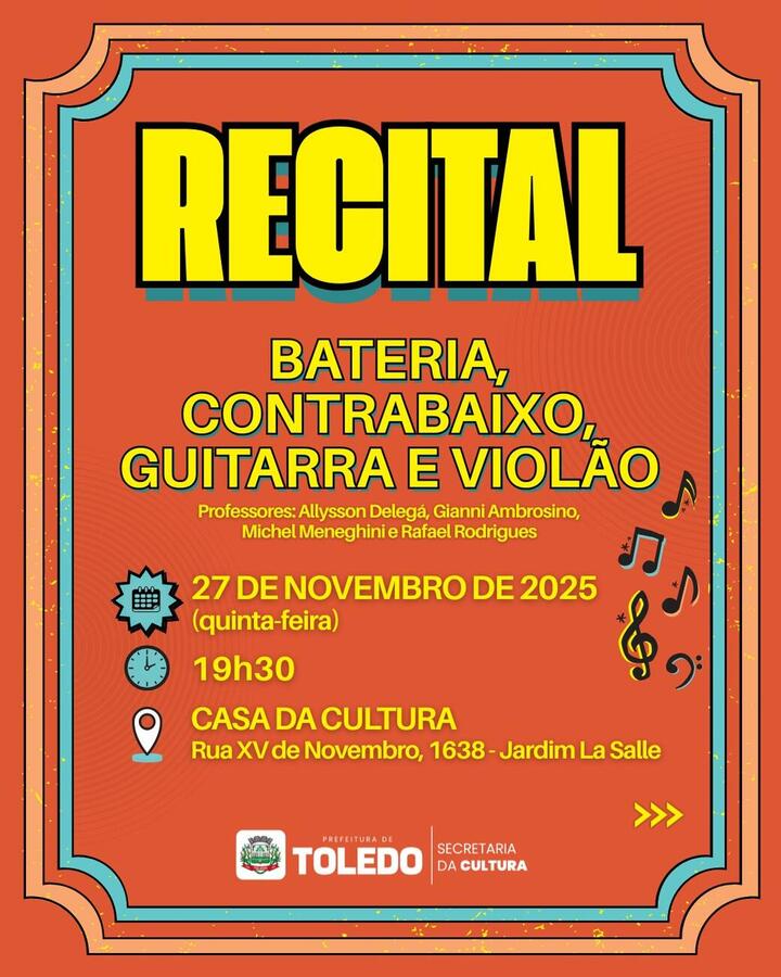 Programação gratuita reúne recitais, mostras de dança e exposições para apresentar o talento dos alunos dos cursos municipais