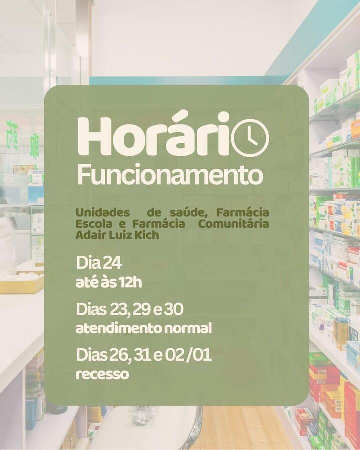 Unidades Básicas de Saúde e farmácias ajustam atendimento em função dos feriados e do recesso administrativo no fim de dezembro e início de janeiro