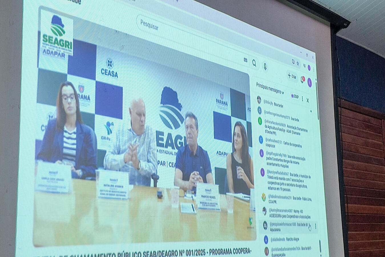 Representantes de associações e cooperativas e de entidades do agro em Toledo participaram de videoconferência realizada nesta segunda (12) no Ismael Sperafico