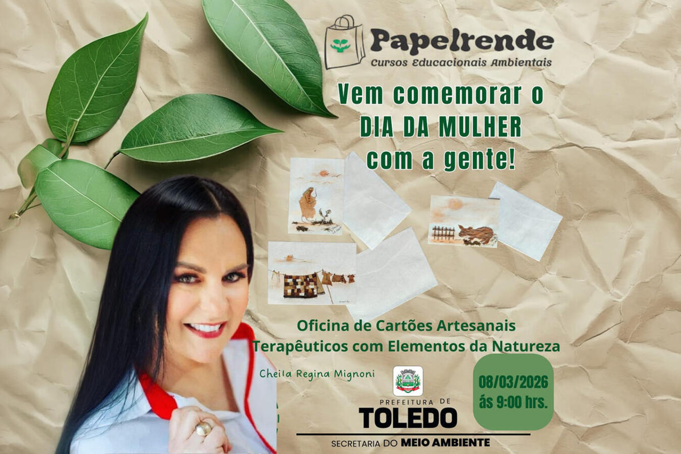 Atividade neste domingo (8) será na sede da SMMA, a partir das 9h; conteúdo será ministrado pela especialista em reciclagem de papel Cheila Regina Mignoni