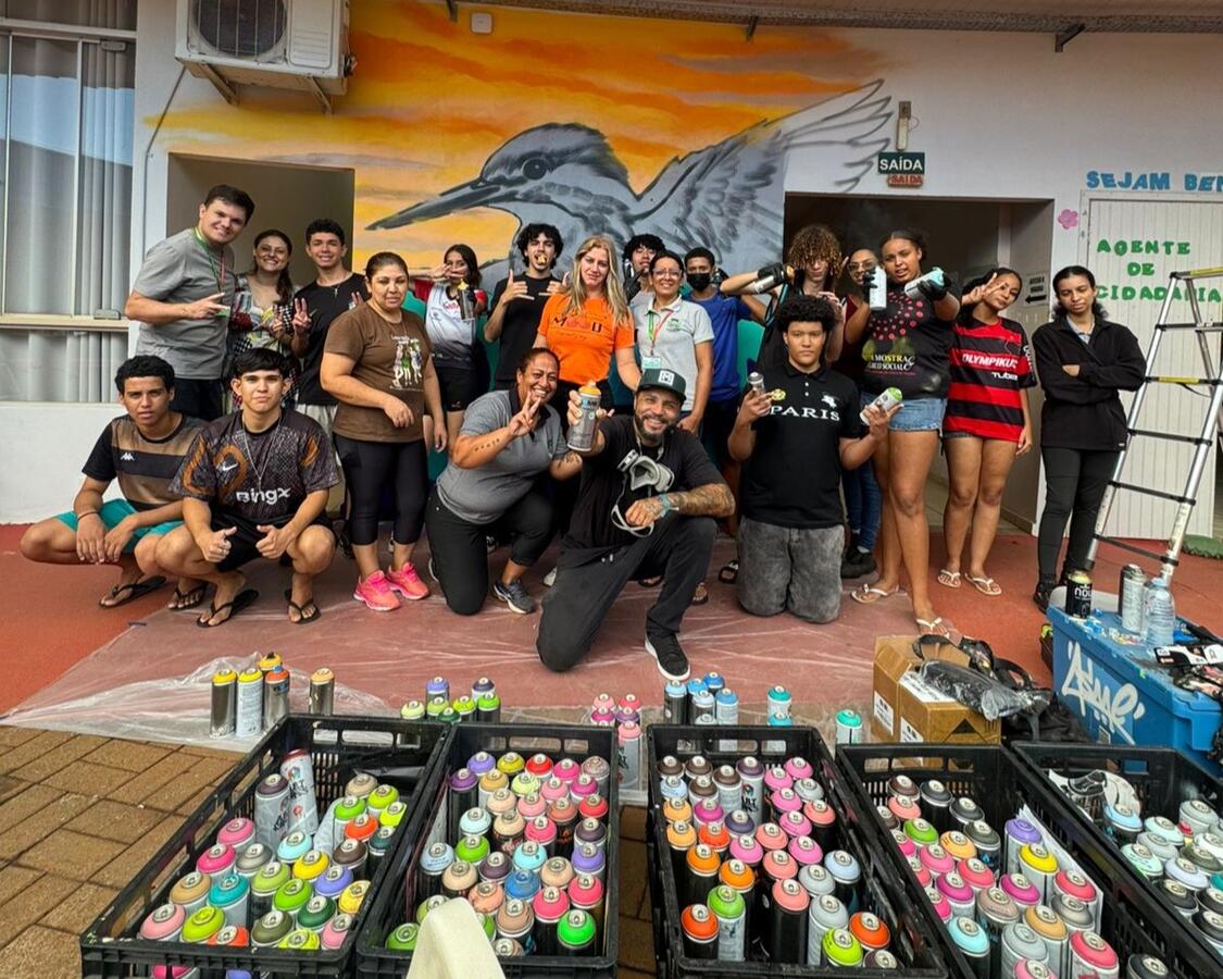 Ação foi realizada no dia 24 com o artista Isaac Souza de Jesus em parceria com a Linha Ecológica e Itaipu Binacional