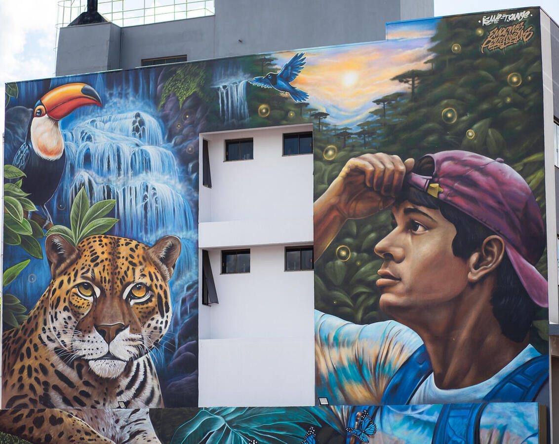 Assinadas pelo artista plástico Isaac Souza de Jesus, obras fazem parte do projeto “Empenas Periféricas” e estão localizadas na Rua 1º de Maio, na Vila Pioneiro