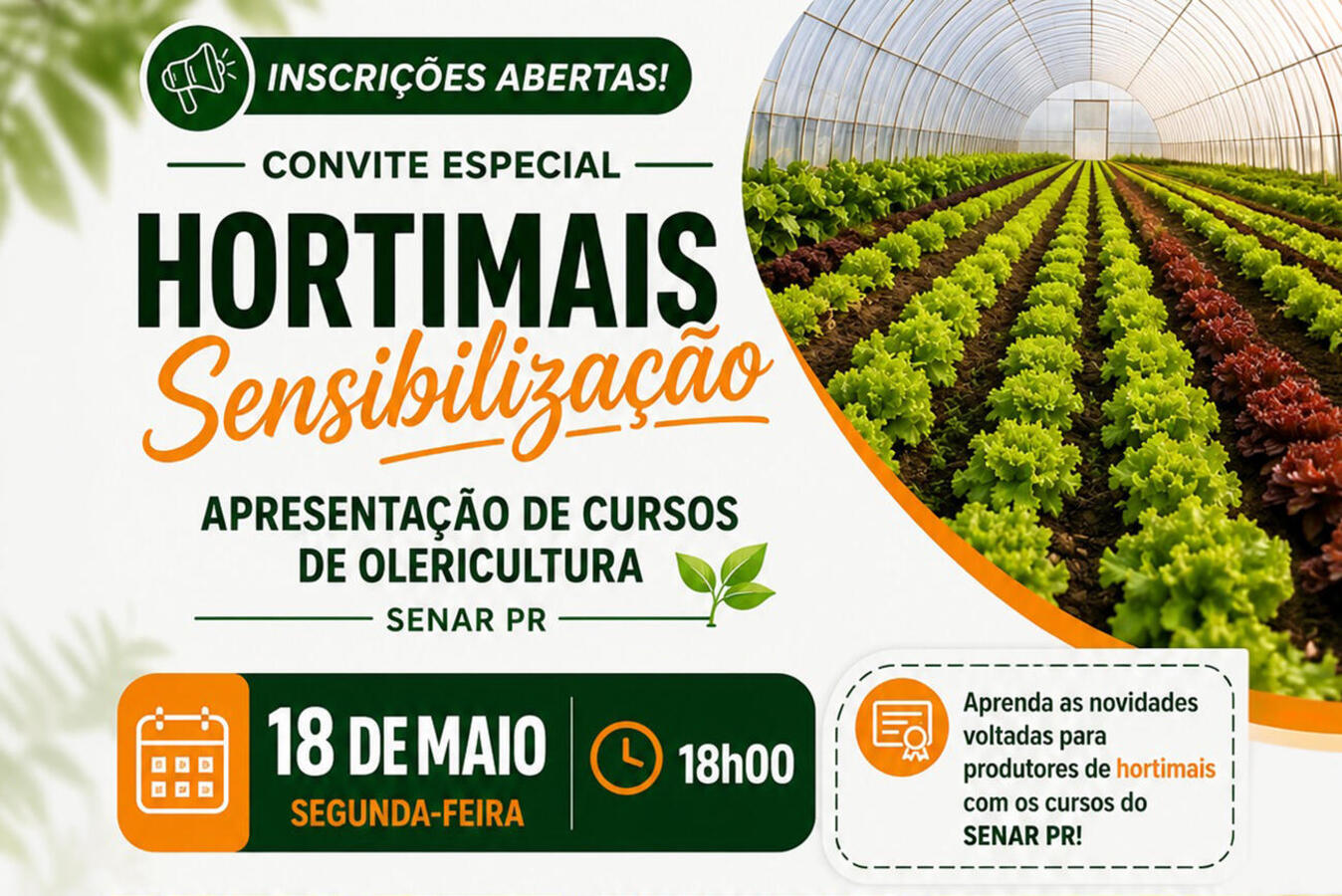 Produtores rurais e interessados estão convidados para evento gratuito que tem a Smap como parceira e está marcado para a próxima segunda-feira (18), às 18h