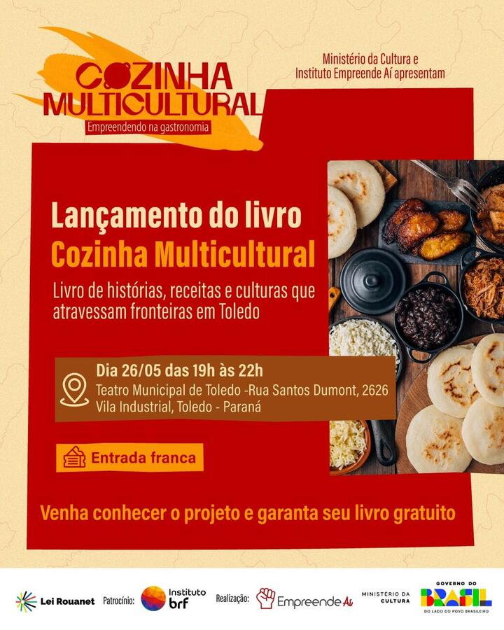 O livro de histórias, receitas e culturas que atravessam fronteiras em Toledo, a obra “Cozinha Multicultural”, será lançada nesta terça-feira a partir das 19h