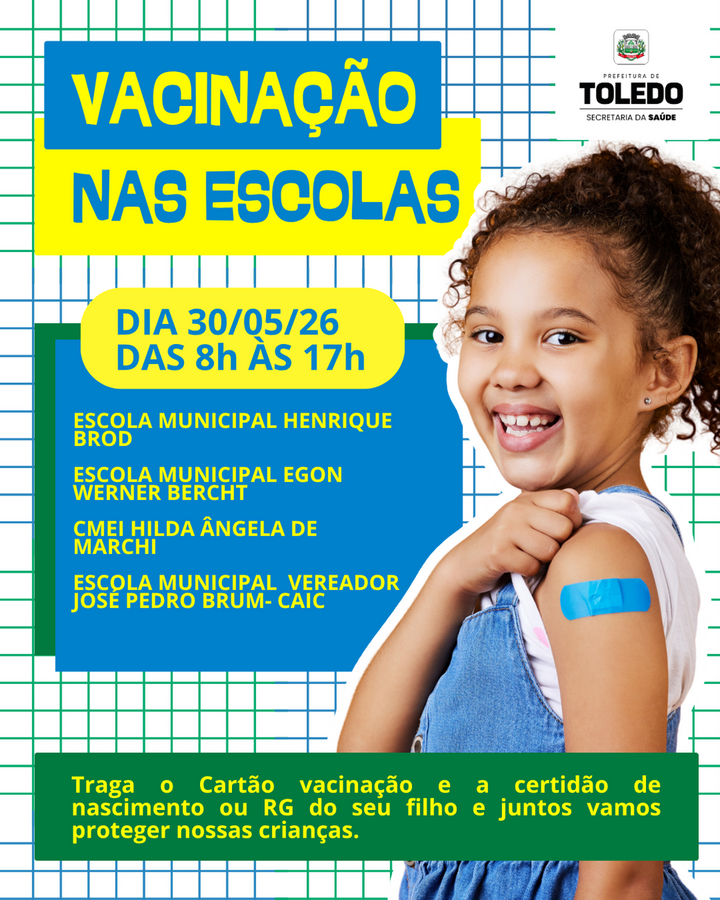 O Cmei Hilda Ângela de Marchi e as Escolas Municipais Henrique Brod, Egon Werner Bercht e Vereador Jose Pedro Brum recebem a ação no dia 30 de maio
