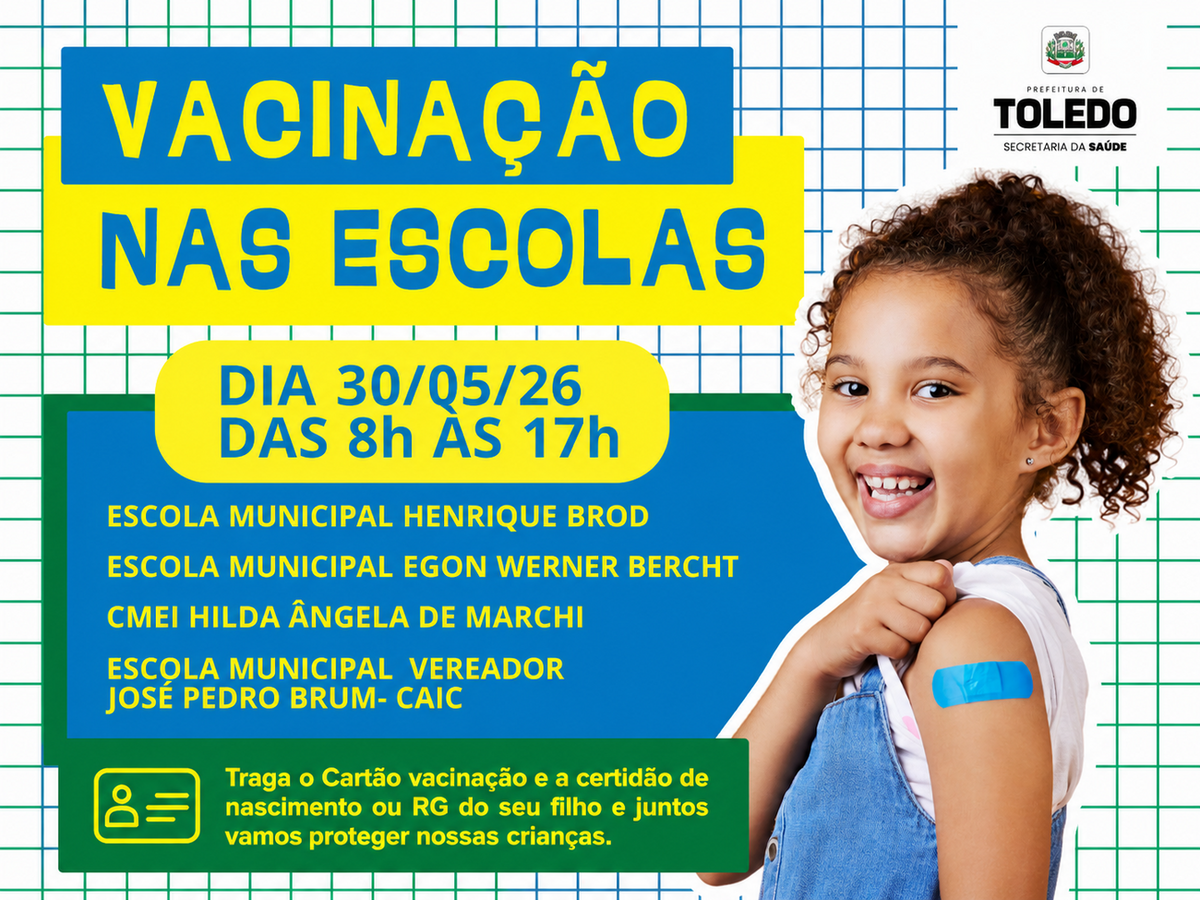 O Cmei Hilda Ângela de Marchi e as Escolas Municipais Henrique Brod, Egon Werner Bercht e Vereador Jose Pedro Brum foram as instituições escolhidas para receber a campanha Vacinação nas Escolas, que será realizado neste sábado (30)