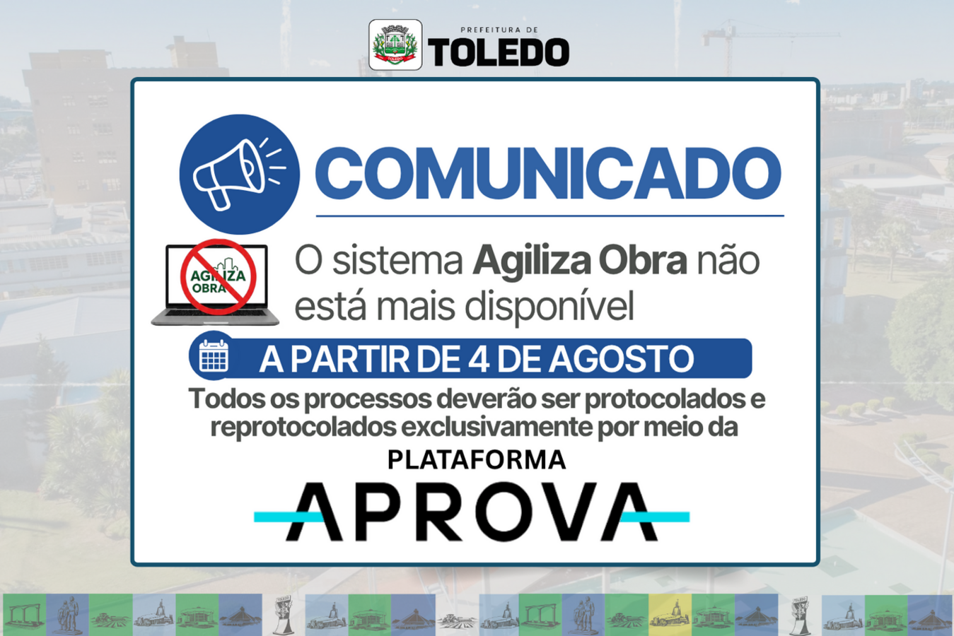 Nova plataforma estará disponível no site da Prefeitura de Toledo a partir de terça-feira (4/8) às 8h; evento de apresentação será realizado na segunda-feira (3/8)