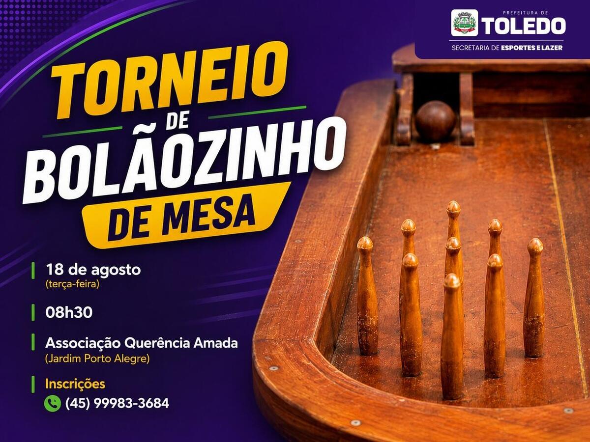 A Secretaria de Esportes e Lazer realizará no dia 18 de agosto na Associação Querência Amada o torneio de bolãozinho de mesa 60+