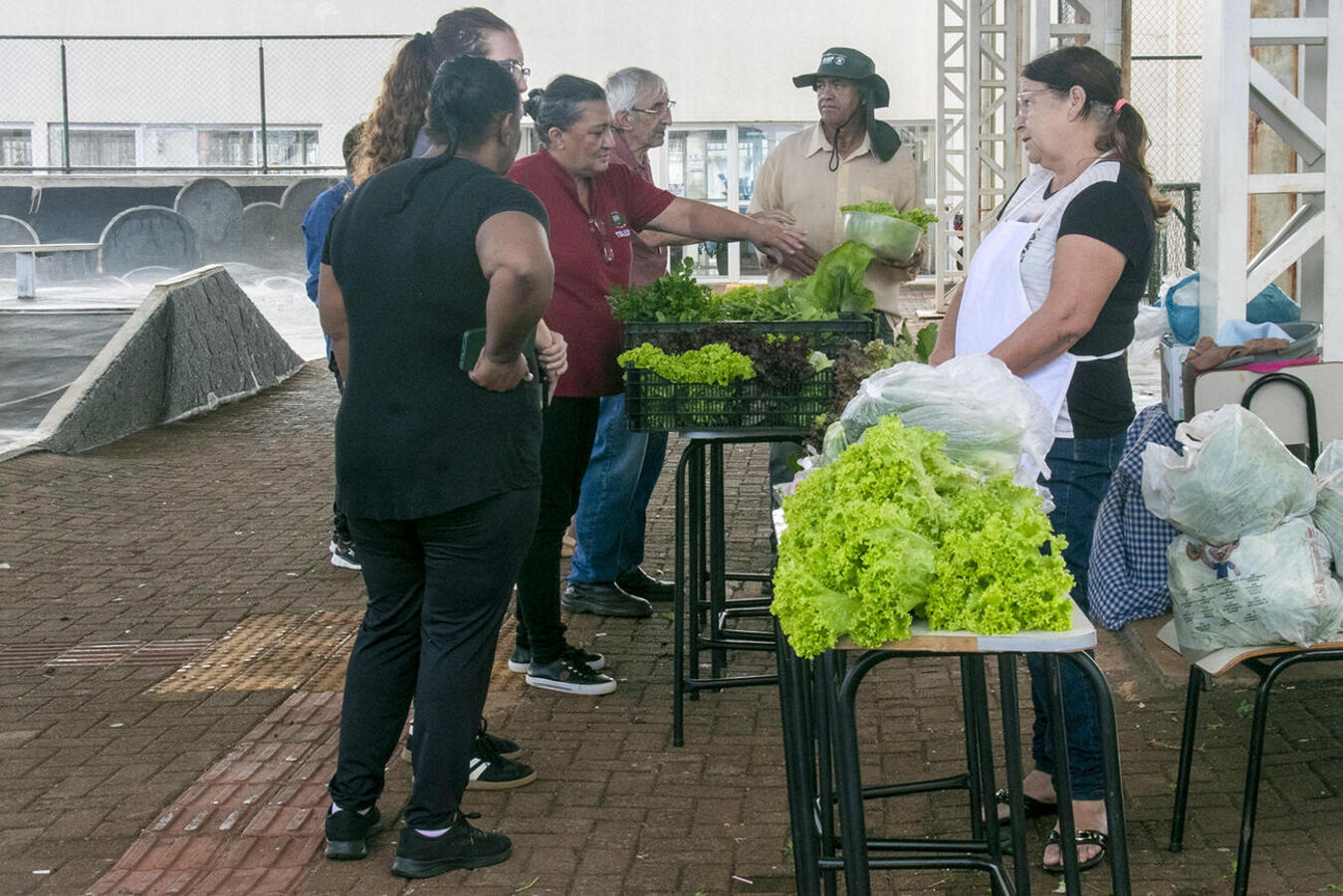 Integrantes do projeto comercializaram verduras e legumes para moradores da região do Santa Clara IV em ação realizada na manhã desta quarta (5) no Cras V