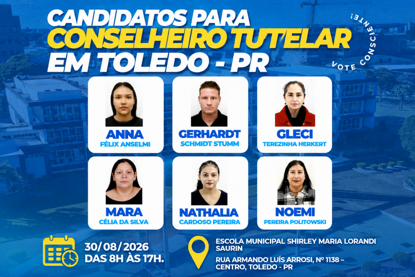 Moradores com domicílio eleitoral no município e idade mínima de 16 anos poderão votar em um dos seis candidatos habilitados para completar o mandato vigente