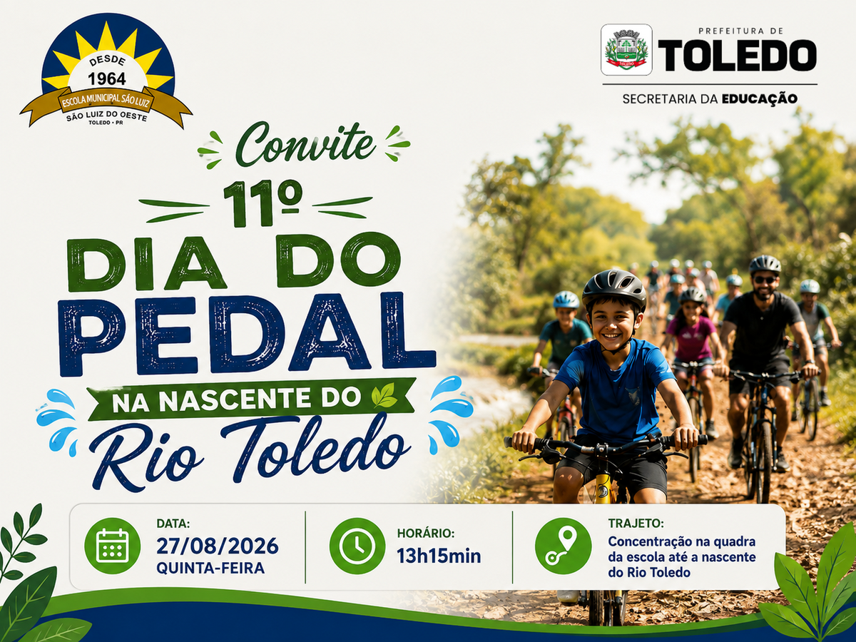 Atividade reunirá comunidade escolar em percurso de bicicleta até a Nascente do Rio Toledo, com plantio de mudas nativas no local