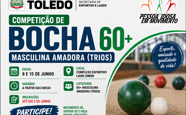 Evento acontecerá nos dias 8 e 15 de junho, às 8h30, no Centro Esportivo Lauri José Simon