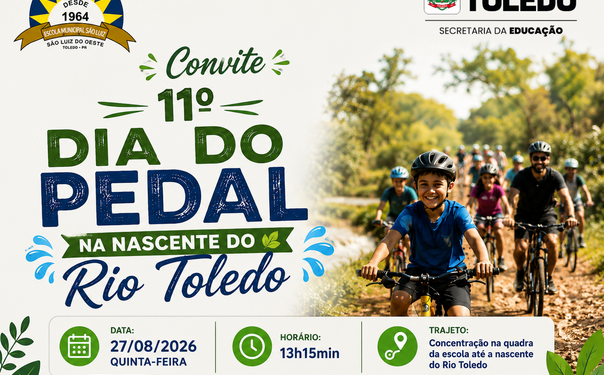 Atividade reunirá comunidade escolar em percurso de bicicleta até a Nascente do Rio Toledo, com plantio de mudas nativas no local