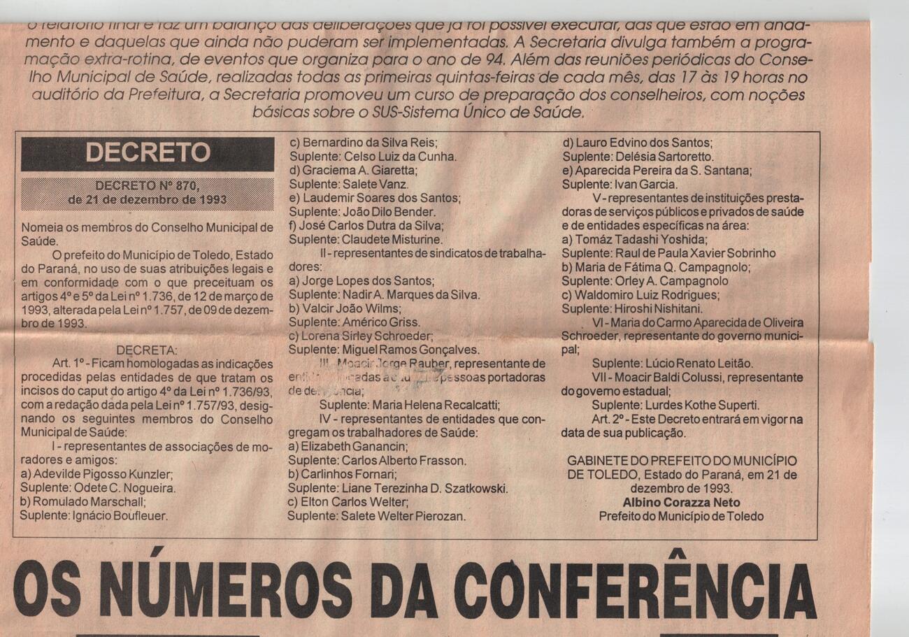 II CONFERENCIA MUNICIPAL DE SAÚDE 1993