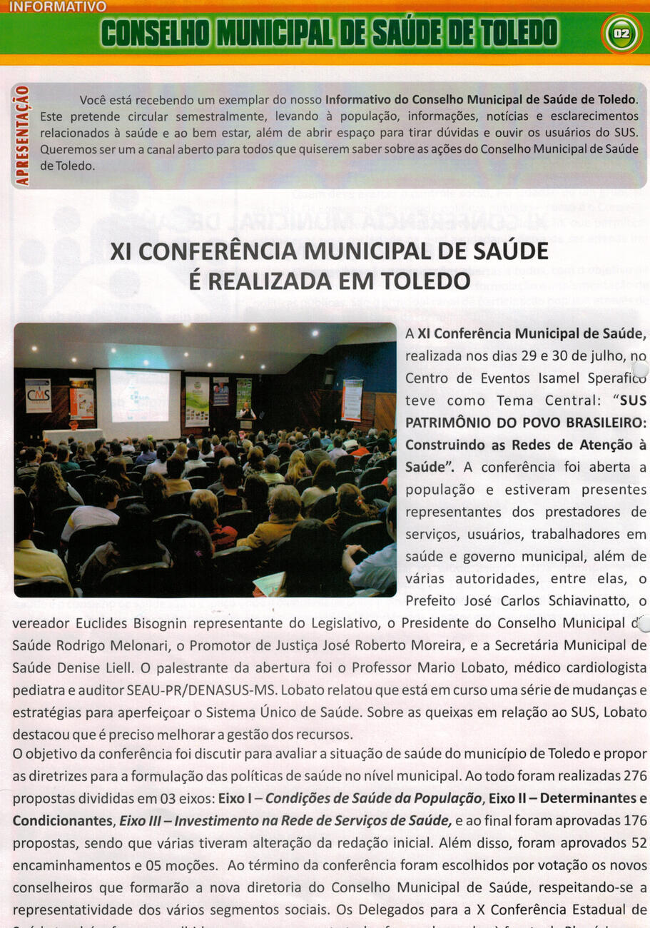 XI CONFERENCIA MUNICIPAL DE SAÚDE 2011