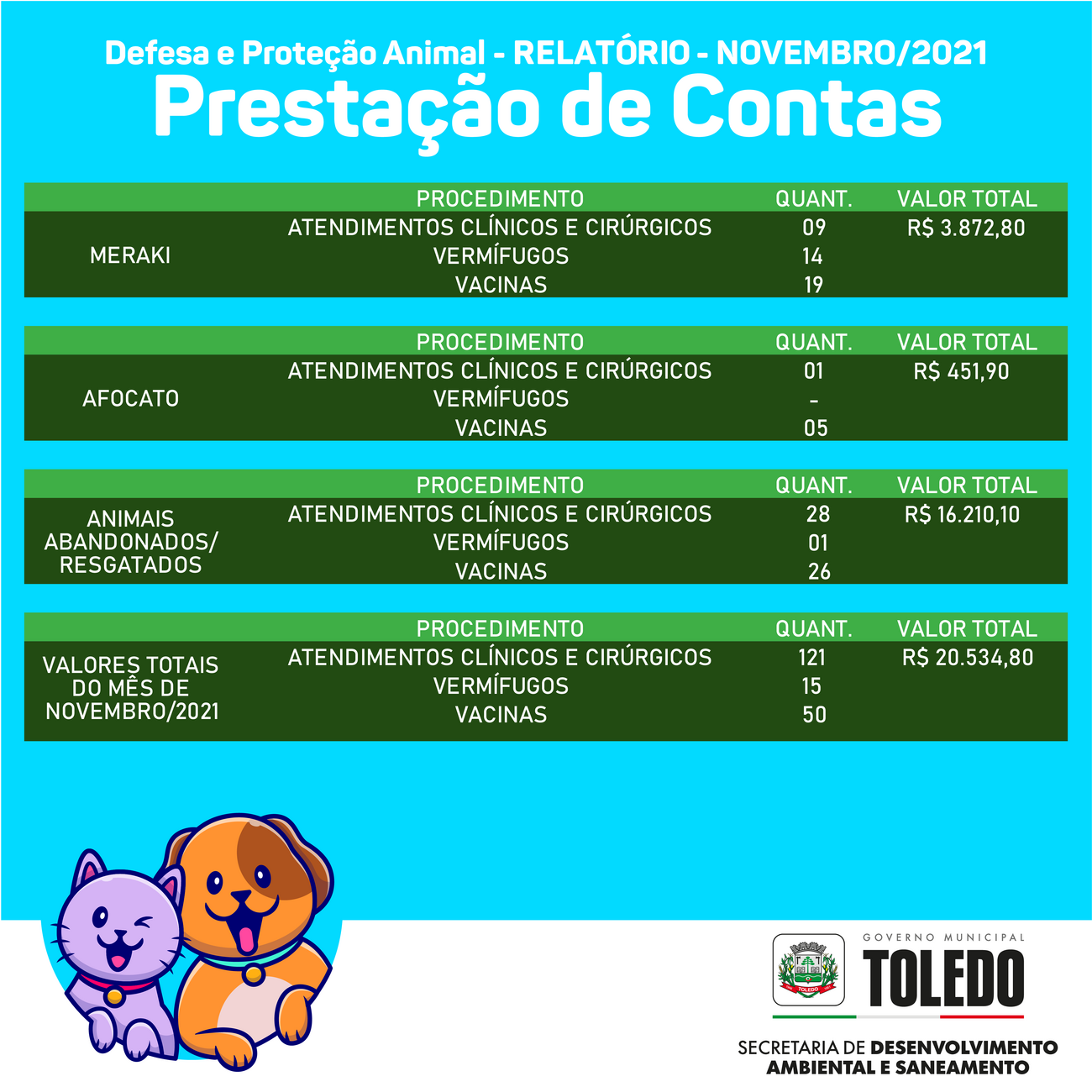Prestação de contas - NOVEMBRO