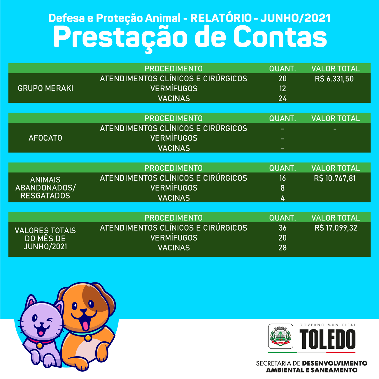 Prestação de contas - JUNHO