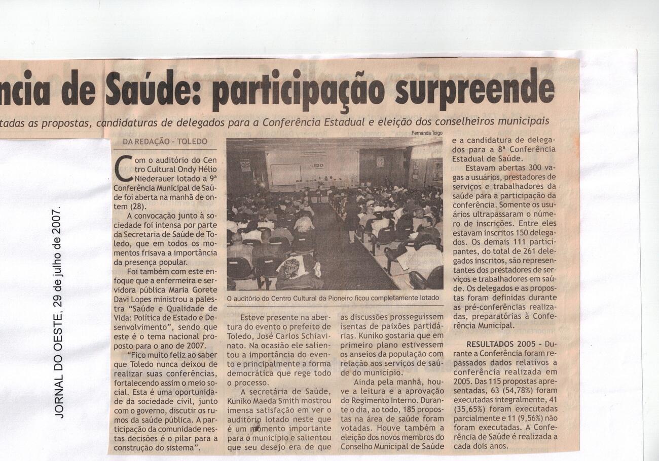IX Conferência Municipal de Saúde 2005 - Divulgação