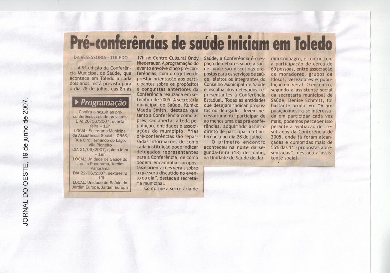 IX Conferência Municipal de Saúde 2005 - Divulgação