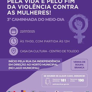 Banner informativo da terceira caminhado do meio dia