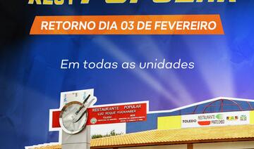 Após um período parado os Restaurantes Populares retomarão os atendimentos no dia 3 de fevereiro