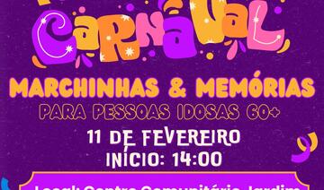 A Secretaria de Esportes e Lazer, por meio do Departamento de Atendimento à Pessoa Idosa, realizará um carnaval para pessoas idosas no dia 11 de fevereiro