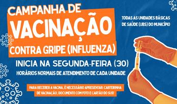 Prepare a carteira de vacinação. No dia 11 de abril todas as Unidades Básicas de Saúde estarão abertas para a vacinação contra a Influenza e outras doenças