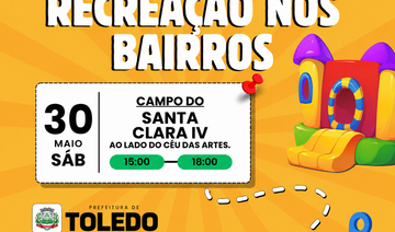 O evento, gratuito e aberto para a população, contará com brinquedos infláveis e cama elástica para as crianças