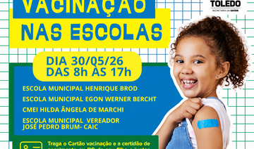 O Cmei Hilda Ângela de Marchi e as Escolas Municipais Henrique Brod, Egon Werner Bercht e Vereador Jose Pedro Brum foram as instituições escolhidas para receber a campanha Vacinação nas Escolas, que será realizado neste sábado (30)