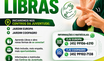 A Secretaria de Desenvolvimento Humano e Social: Infância, Juventude, Pessoa Idosa e Família abriu as matrículas para o curso de Libras que será realizado nos CJUs
