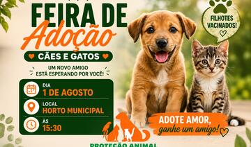 Evento da Coordenação de Defesa e Proteção Animal, da Secretaria do Meio Ambiente, será realizado às 15h30; filhotes disponíveis já estarão vacinados