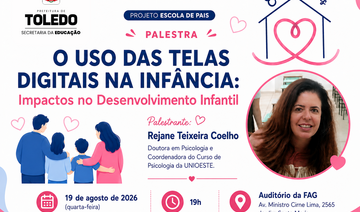 Encontro será realizado na próxima quarta-feira (19), às 19h, no auditório da FAG, com palestra de Rejane Teixeira Coelho