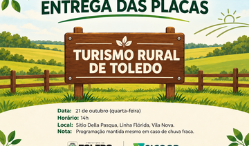Evento nesta quarta-feira (21), no Sítio Della Pasqua, também terá a assinatura simbólica de três leis municipais voltadas à valorização e à promoção do turismo